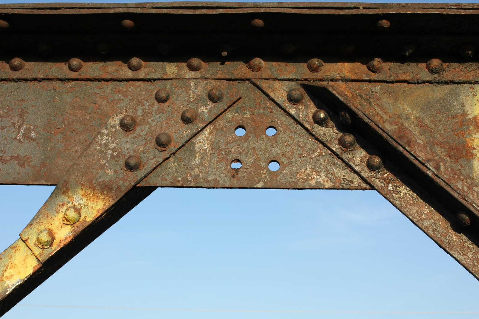Upper connection, showing empty rivet holes